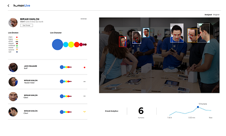 Screen shot of Human IO facial emotion detection software