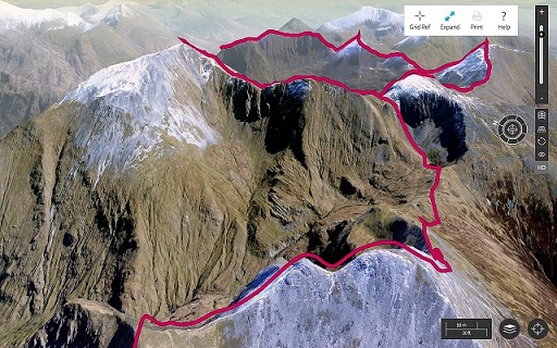 Ordnance Survey 3D map mountain peaks