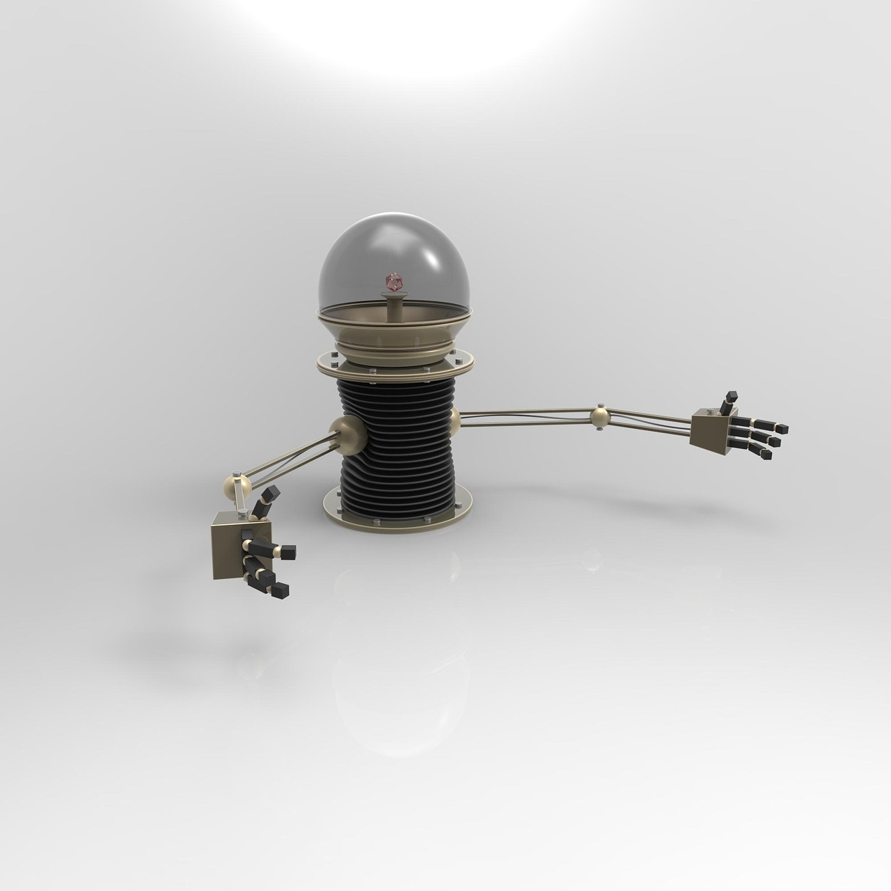 Robot with long arms and light bulb head