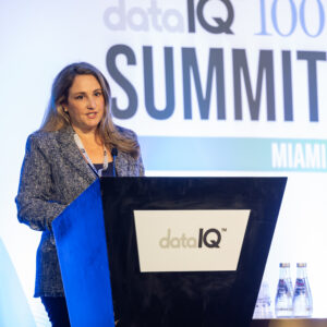 Diana Schildhouse, Chief Analytics and Insights Officer, Colgate Palmolive, presenting at the 2024 DataIQ 100 Summit in Miami. 