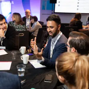 Data leaders at the 2023 DataIQ Conference discussing topical matters during a roundtable session.
