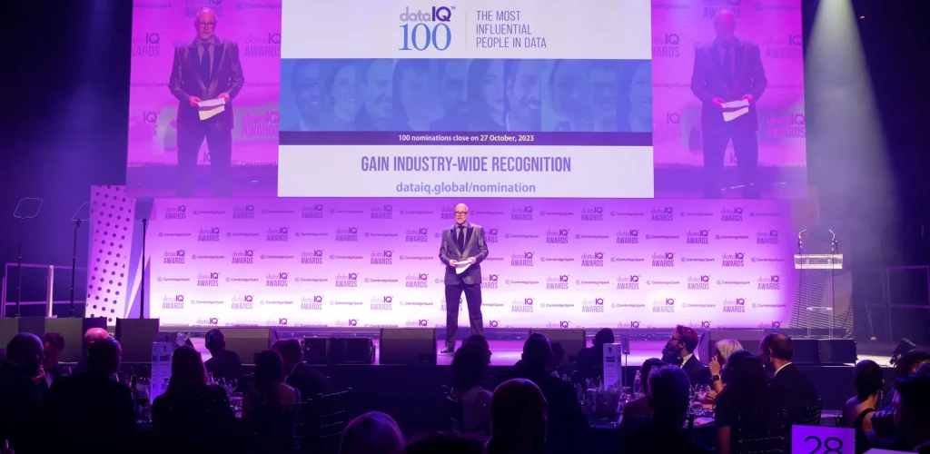 David Reed announcing the DataIQ Awards 2023