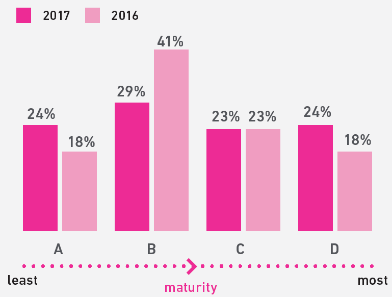 Experian diagram - data maturity assessment from 2016 to 2017