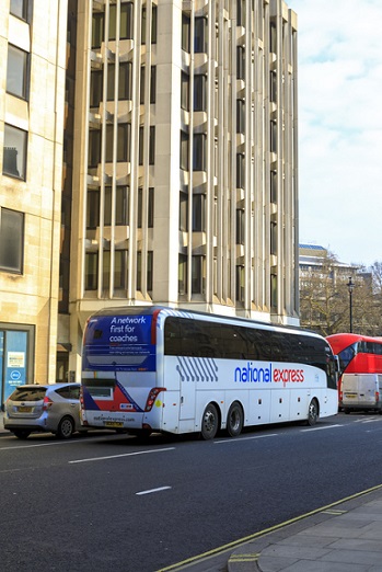 National Express coach in city