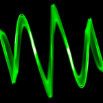 Bright green soundwave against a black background