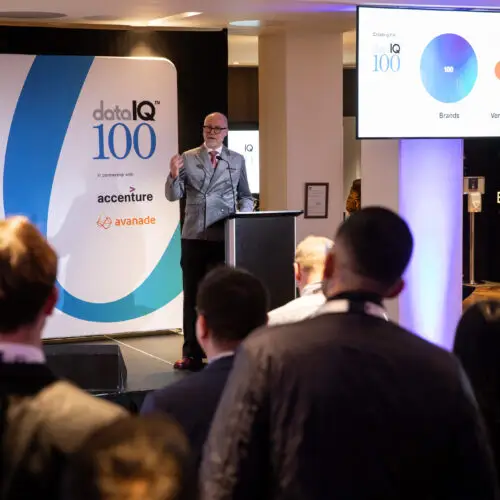 David Reed presenting at the 2024 DataIQ 100 Reveal.