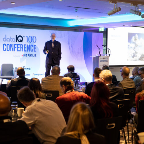 David Reed addressing an audience about AI at the 2023 DataIQ Conference