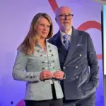Johanna E Hutchinson, Chief Data Officer, BAE Systems, with David Reed at the 2025 DataIQ 100 reveal