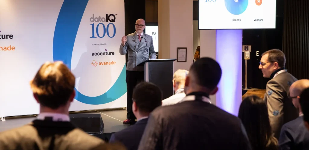 David Reed presenting at the 2024 DataIQ 100 Reveal.